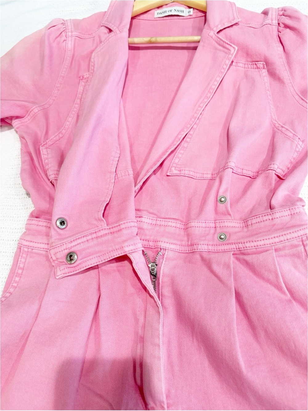 Dash Of Nash Denim Jumpsuit Womens Medium Western Belted Utility Retro Cowgirl - Picture 9 of 11